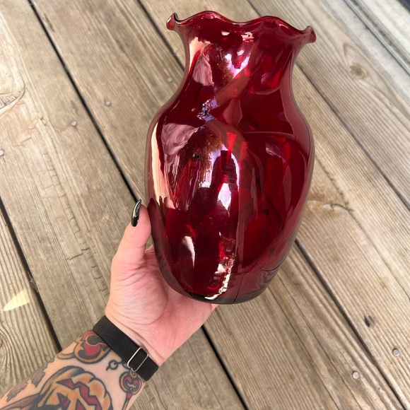 Vintage | Accents | Vintage Ruby Red Glass Vase | Poshmark